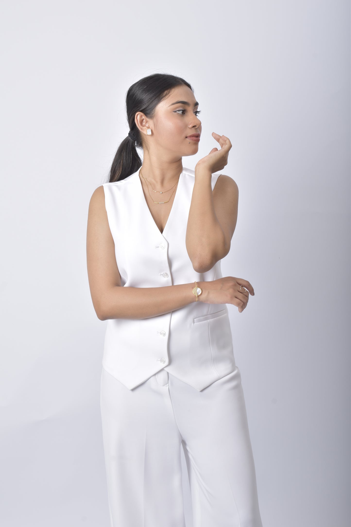 D'Almirah White Waist Coat