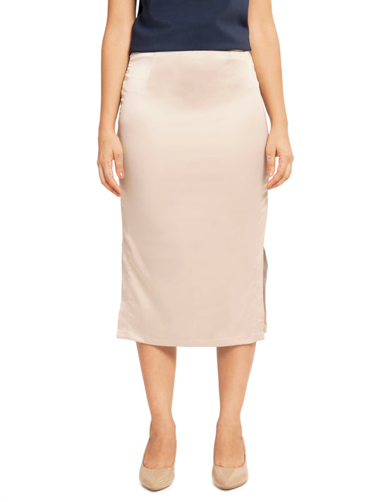 Beige Premium Satin Skirt with both side slit