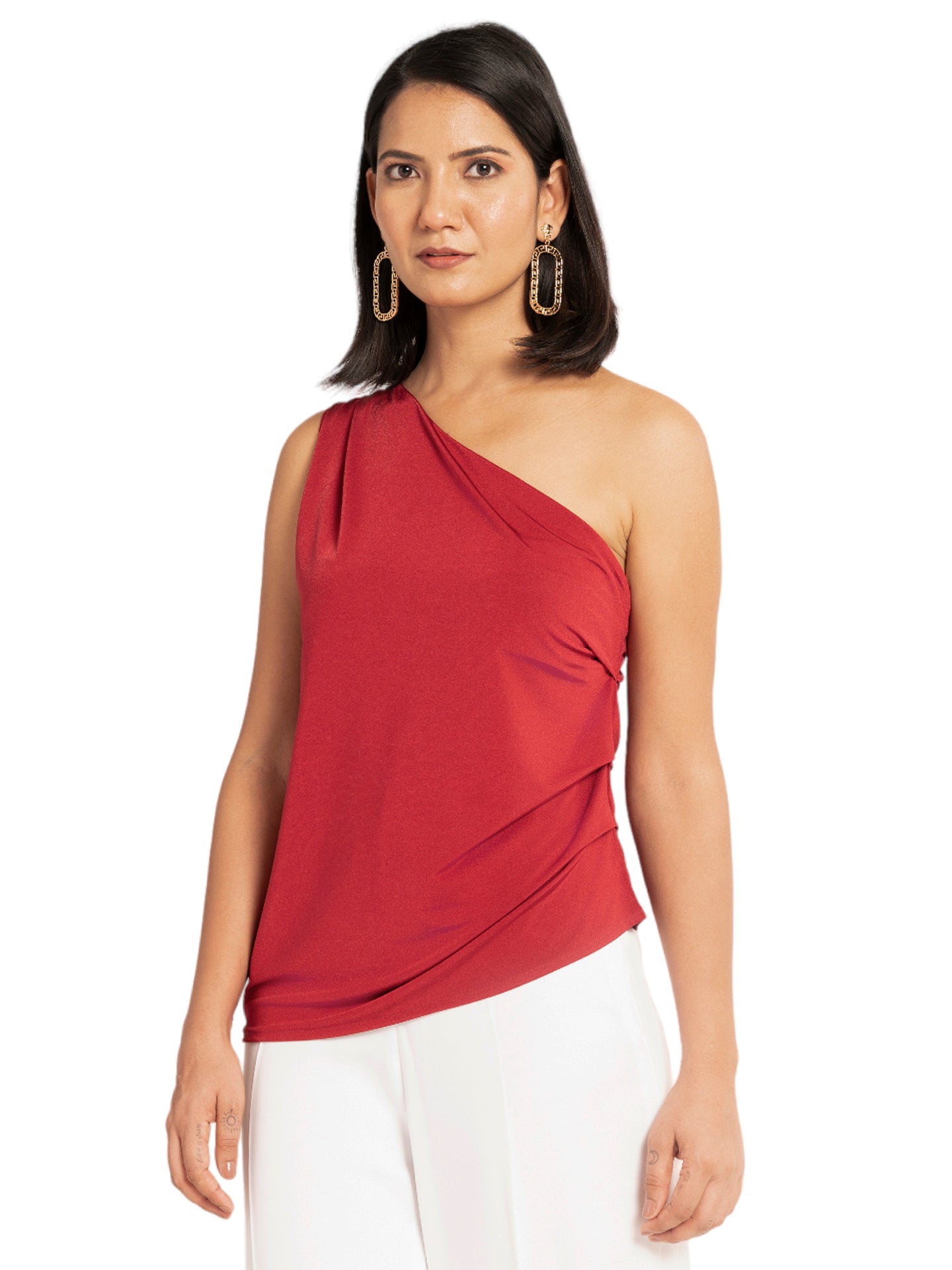 Red One Side Off Shoulder Top