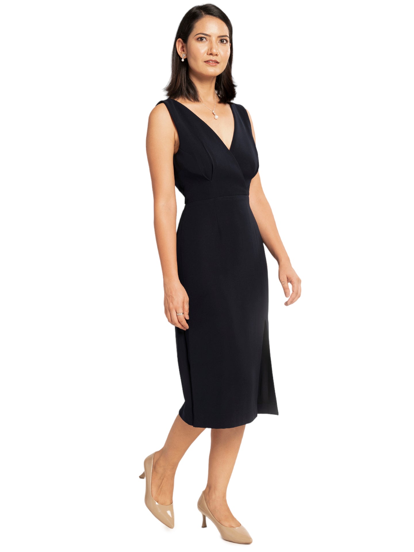 D'Almirah Black Wrap Dress with Front Slit