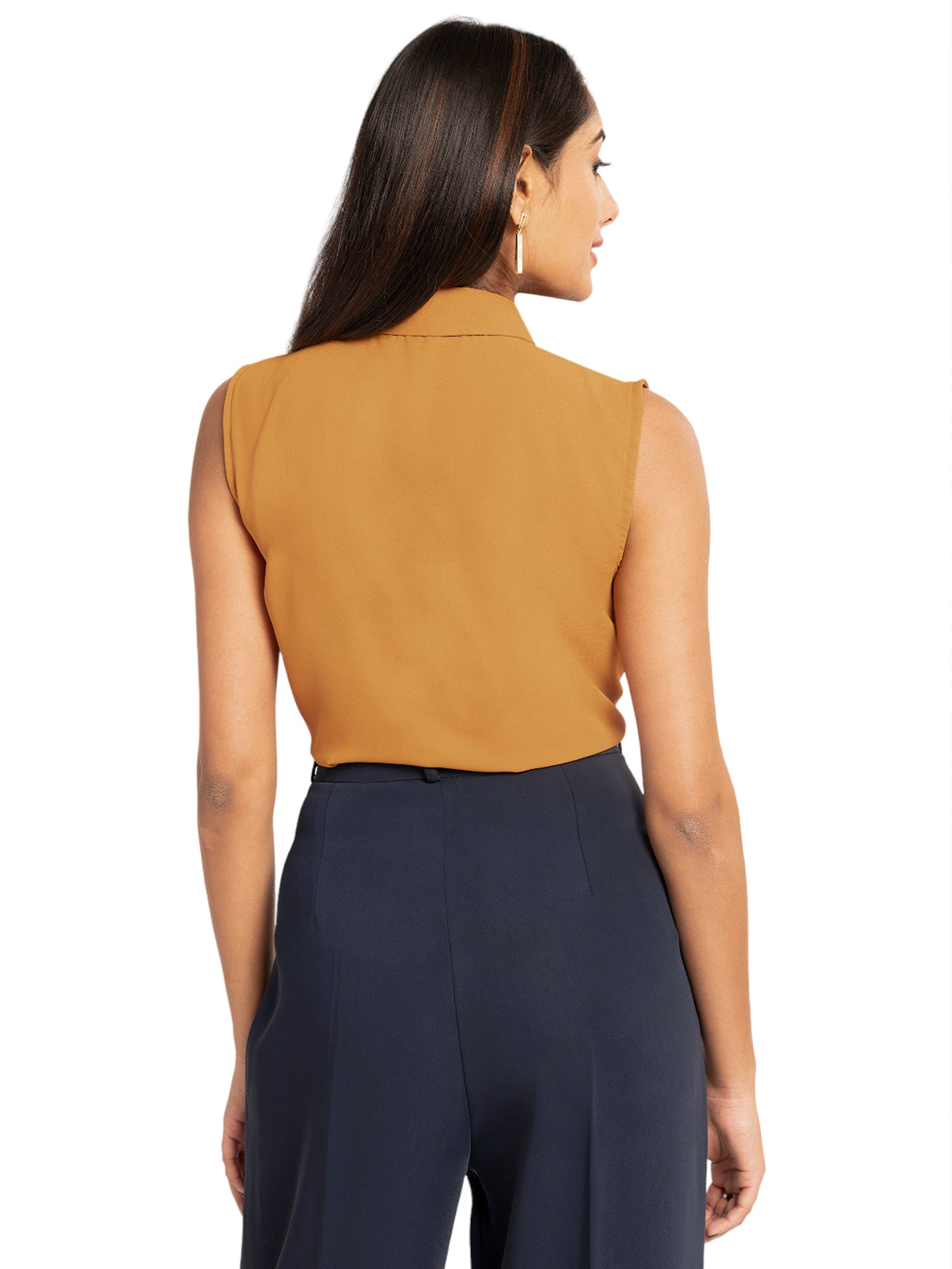 Mustard Front Pleated Detail Shirt