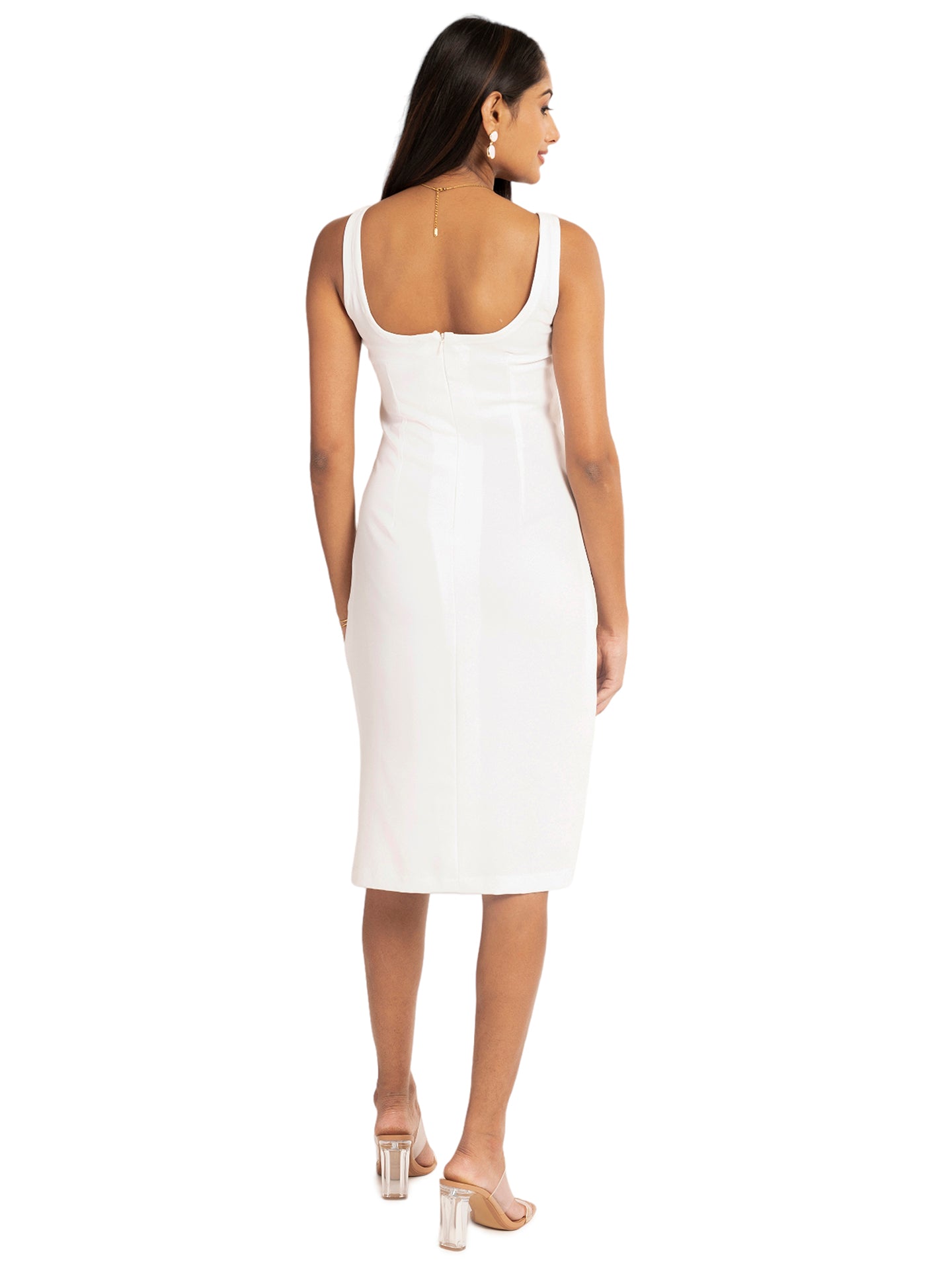 White Wide Neck Dress