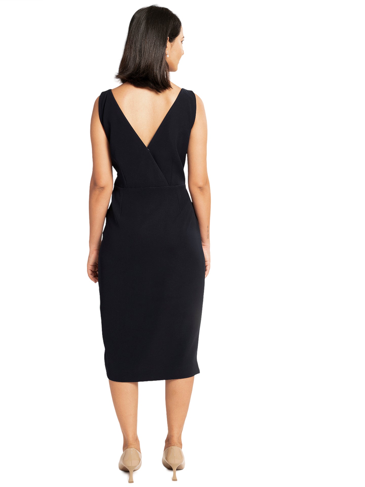 D'Almirah Black Wrap Dress with Front Slit