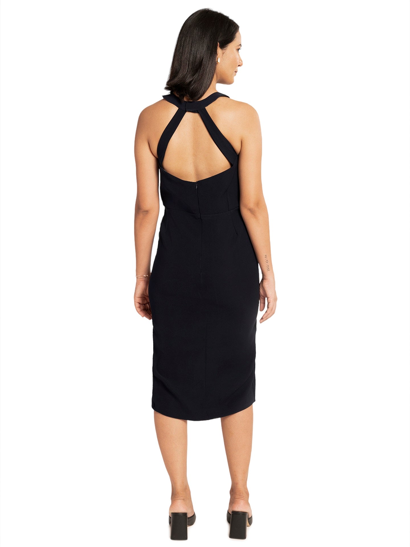 Navy Blue Dress with Back Detailing
