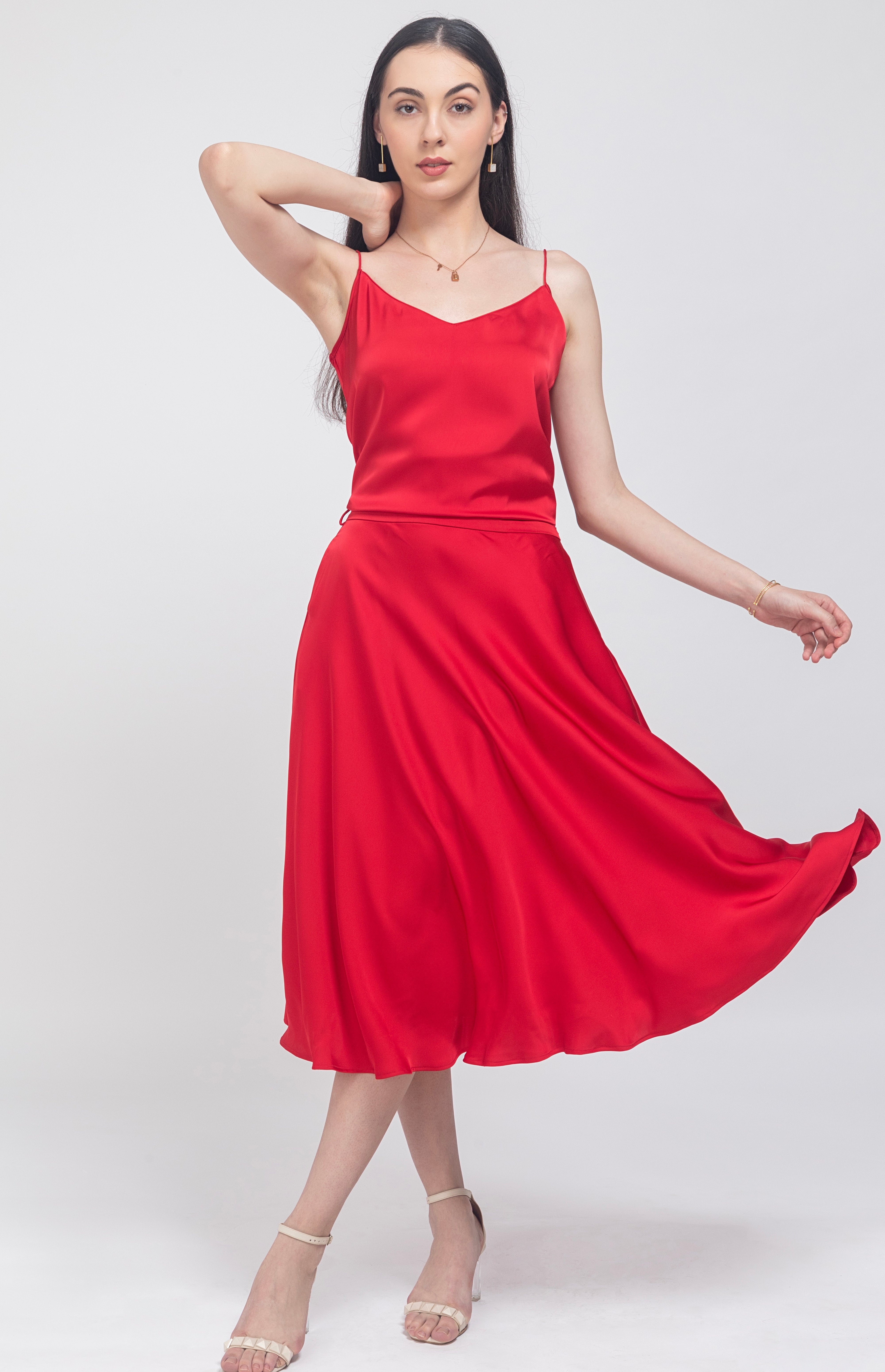 Love Potion: Red Satin Co-ord Set