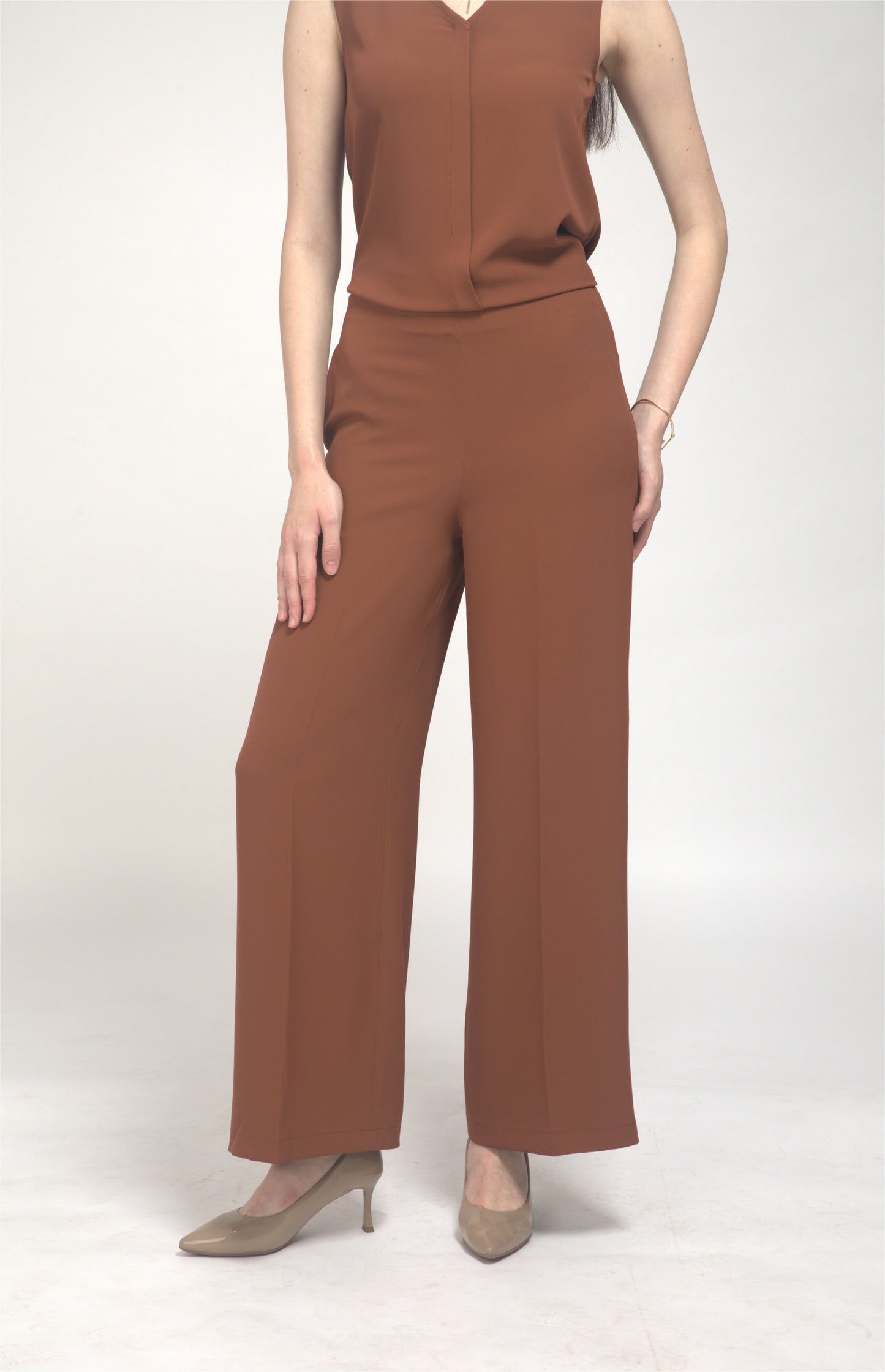 D'Almirah Russet Co-ord Set with V Neck Top