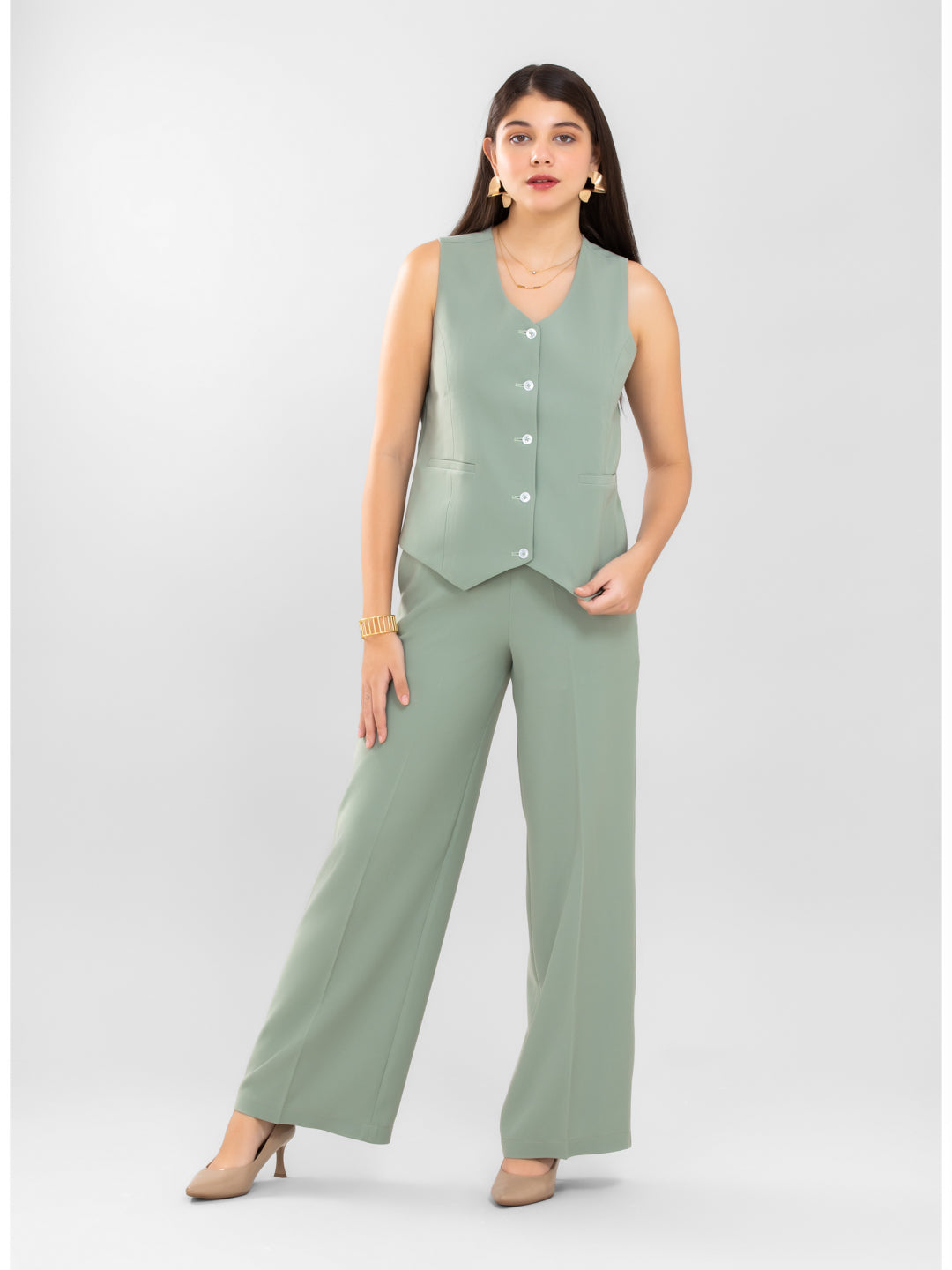 D'Almirah Sage Green Waist Coat