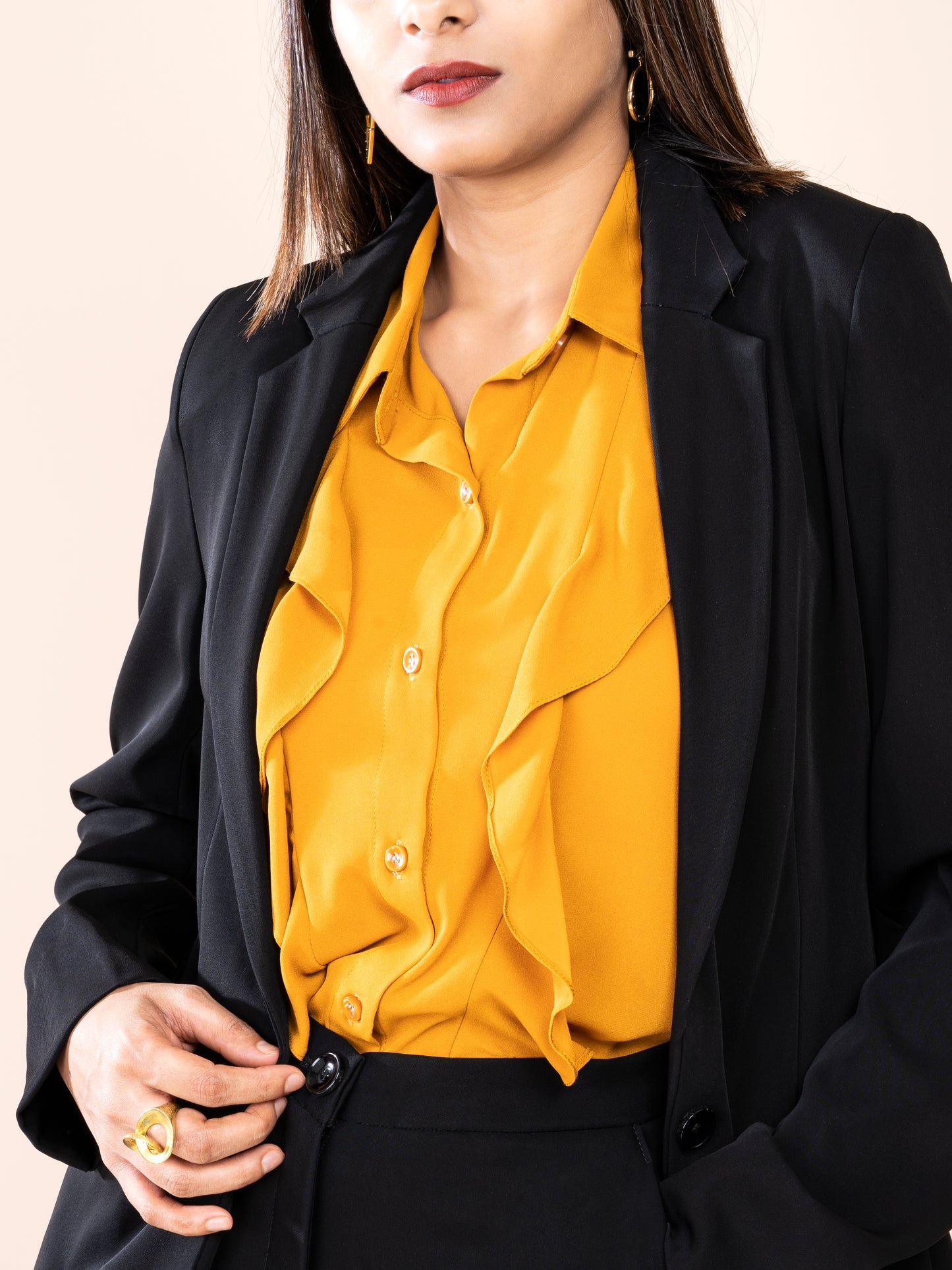 D'Almirah Black Single-Breasted All Season Blazer