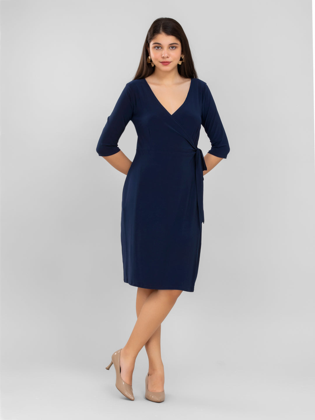 Navy Blue Wrap Dress