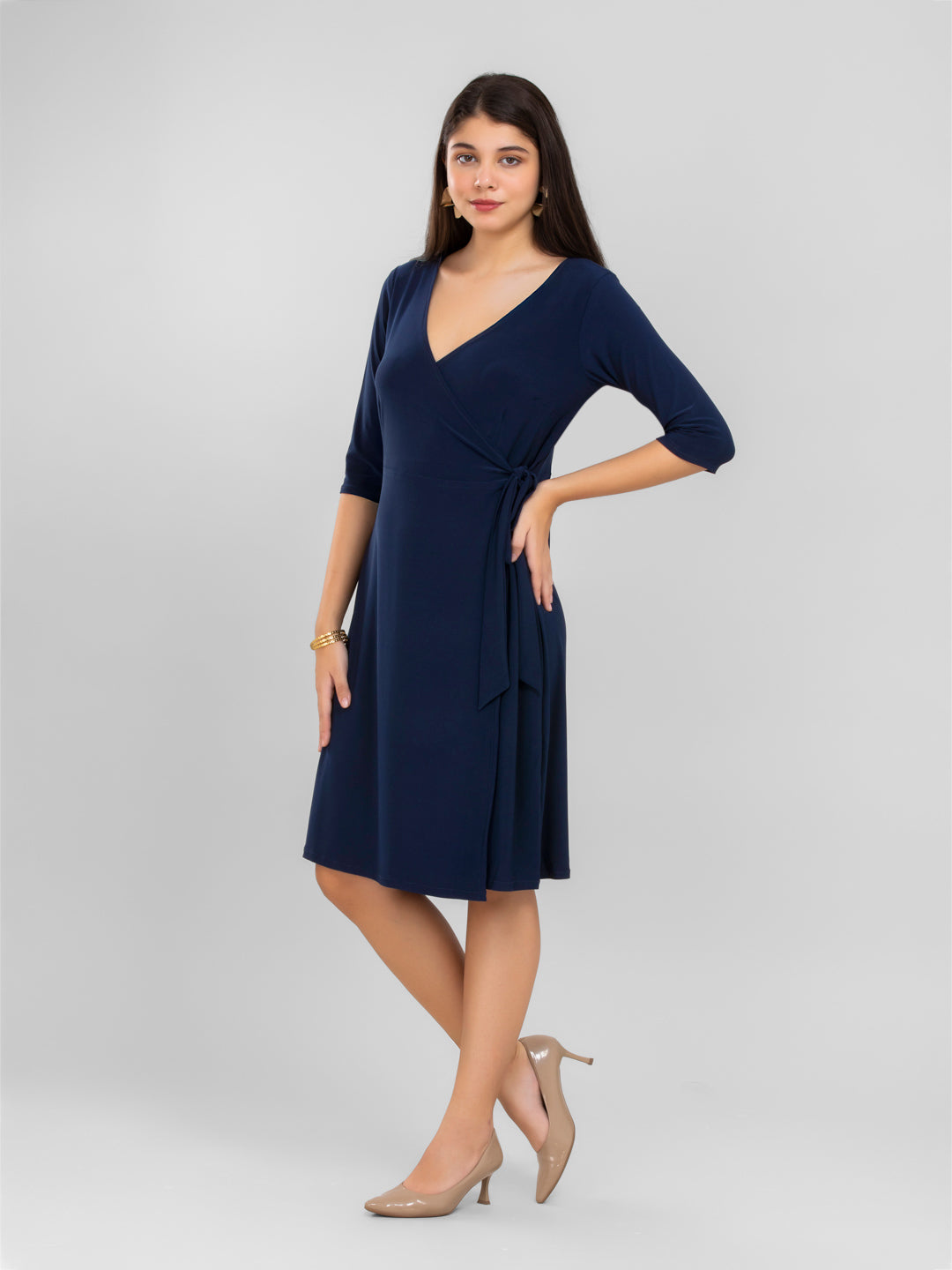 Navy Blue Wrap Dress