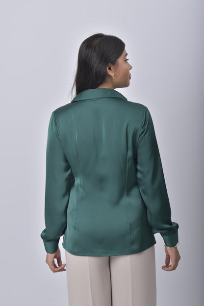 Emerald Green Satin Shirt