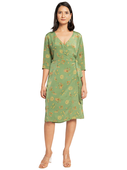 Green BSY Summer Wrap Dress