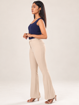 Women's Beige Stretchable bootcut Trousers