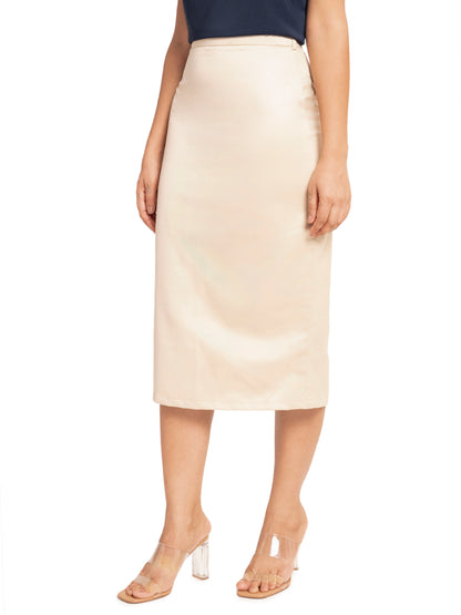 Beige Premium Cotton Back Slit Skirt