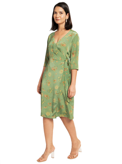 Green BSY Summer Wrap Dress