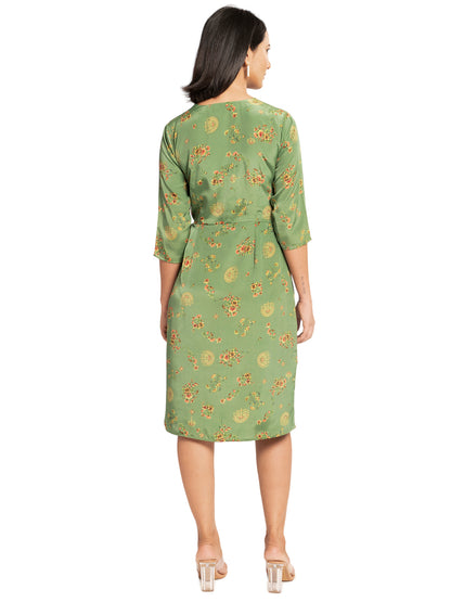 Green BSY Summer Wrap Dress