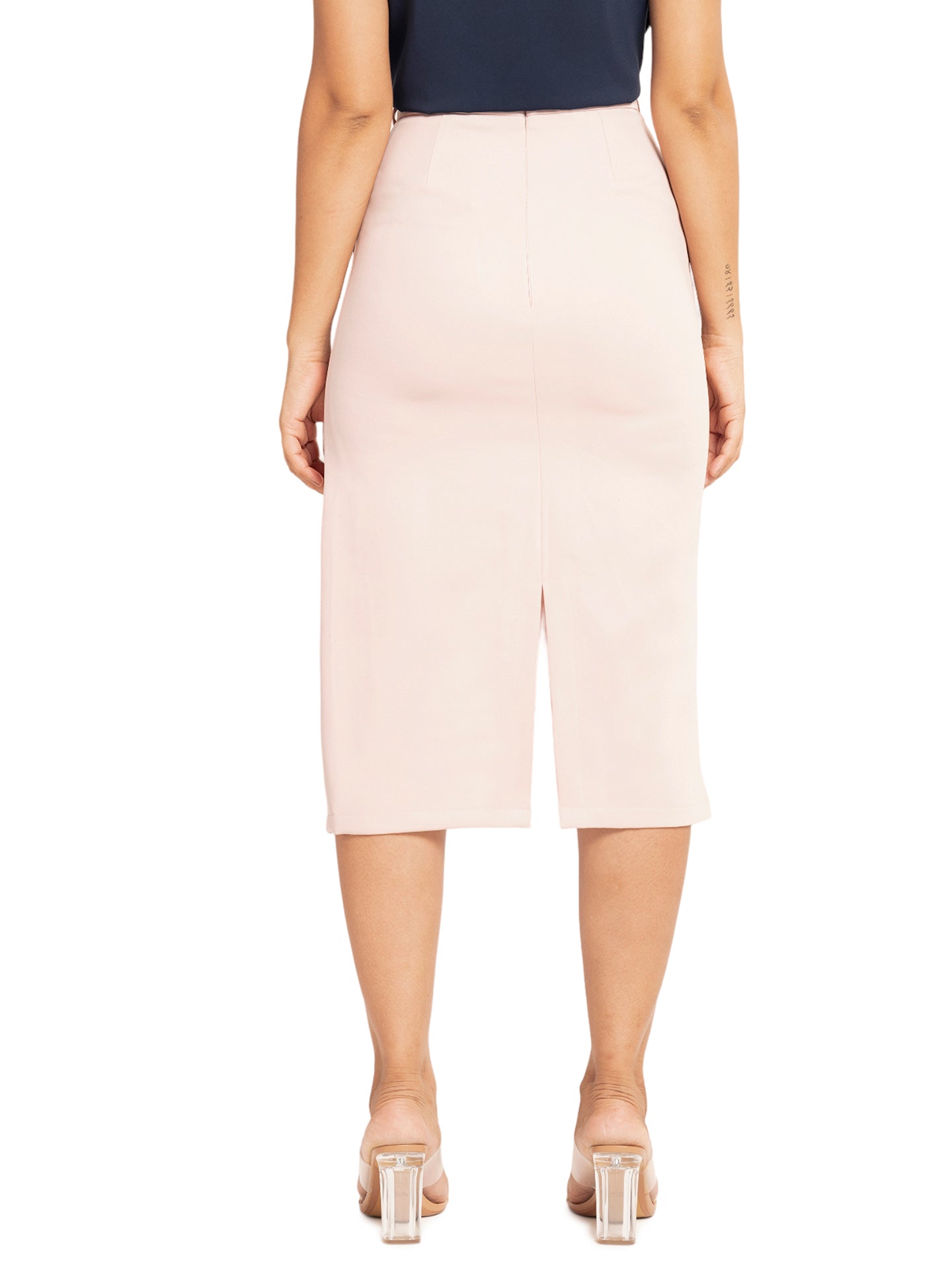 D'Almirah Blush Pink Pencil Skirt