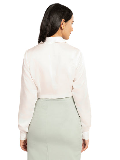 Pearl White Milano Satin Shirt