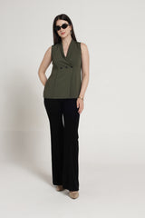 Olive Green Wrap Style Top