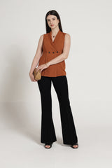 Rust Brown Wrap Style Top