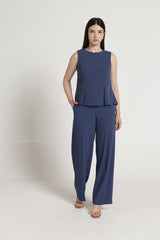 Women's Solid Blue Relaxed Co-ord set