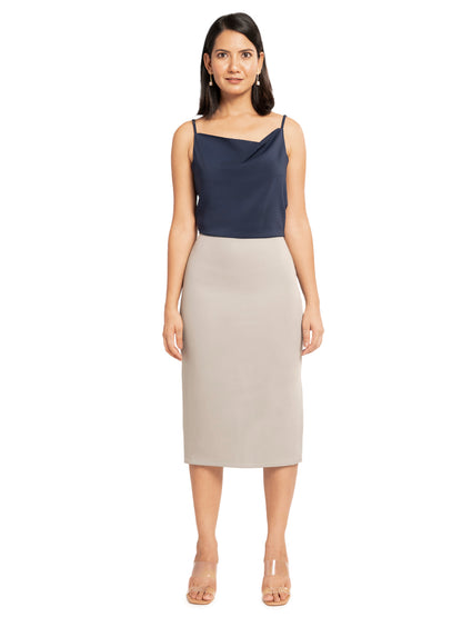 Olive Green Pencil Skirt with Back Slit