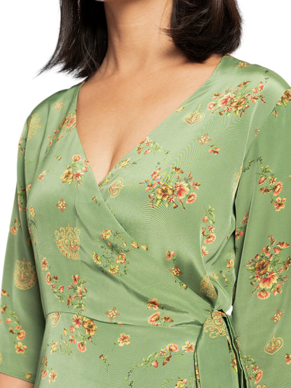 Green BSY Summer Wrap Dress