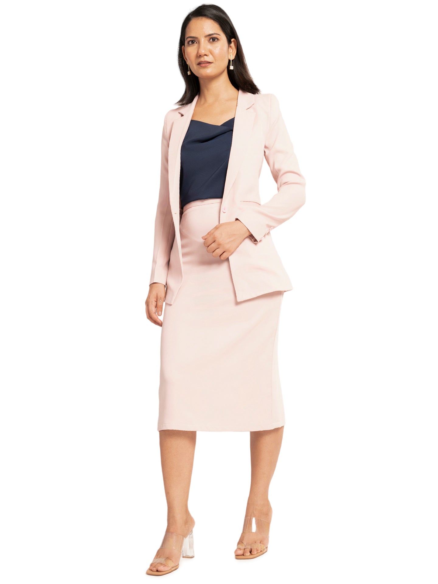 D'Almirah Blush Pink Pencil Skirt