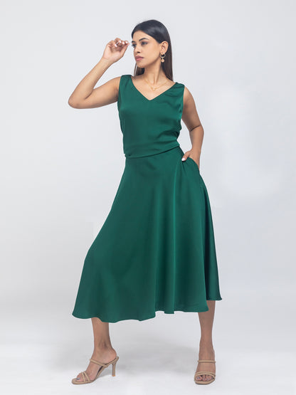 Emerald Elegance: Satin Co-ord Set