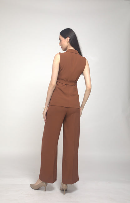 D'Almirah Russet Co-ord Set with Sleeveless Blazer