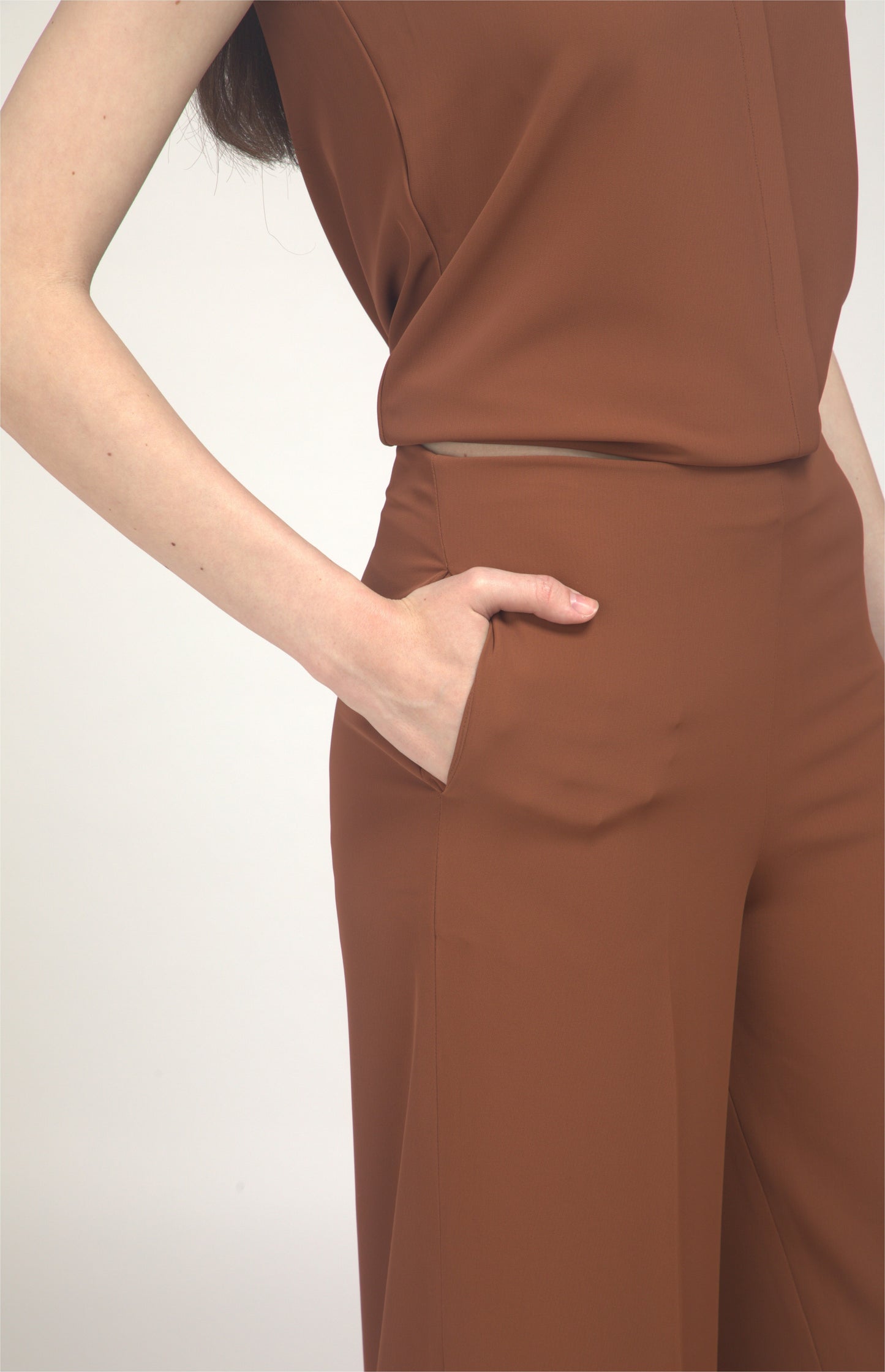 D'Almirah Russet Co-ord Set with V Neck Top