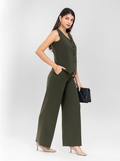 D'Almirah Olive Green Waist Coat