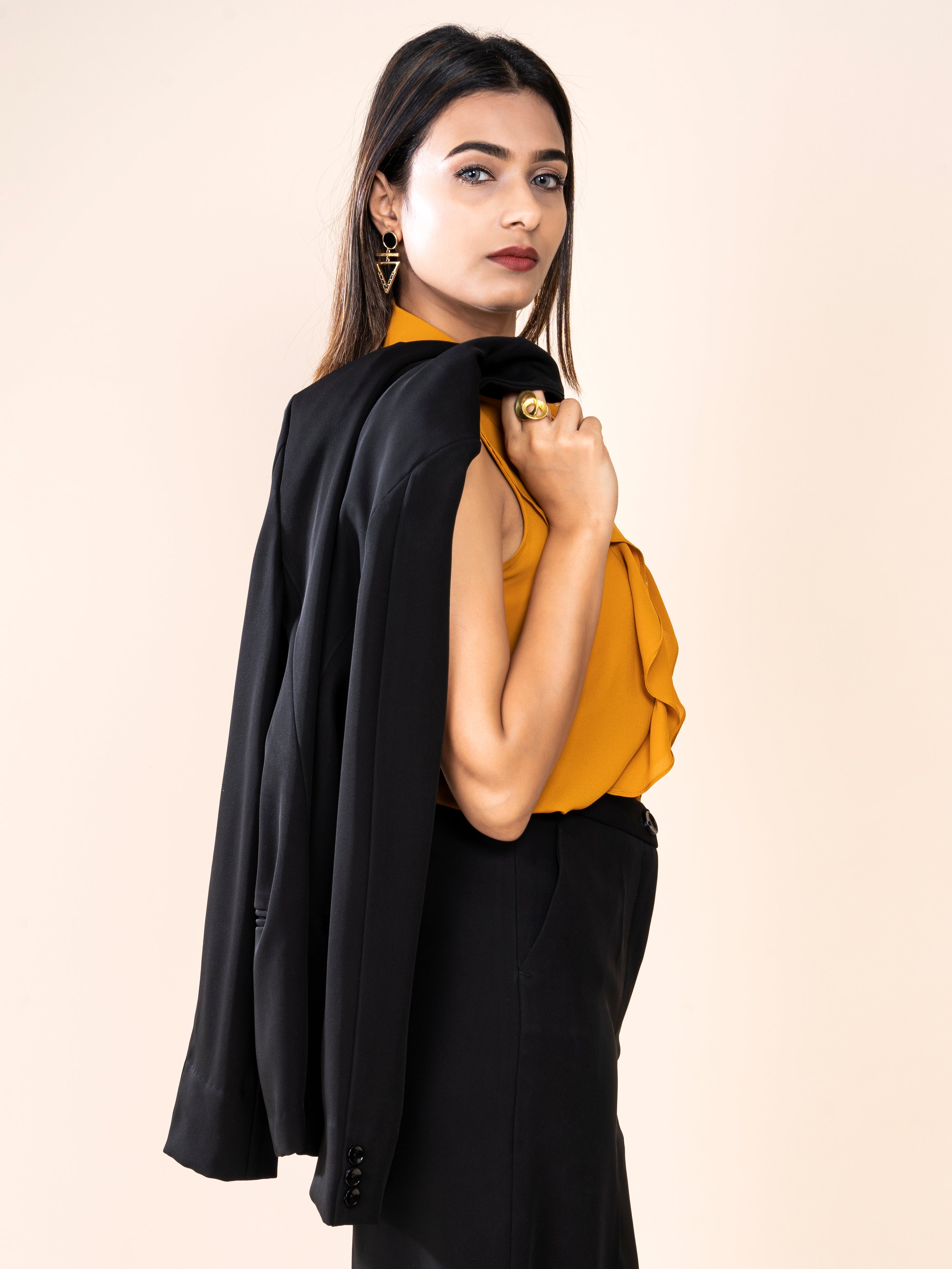 D'Almirah Black Single-Breasted All Season Blazer