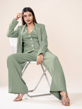 D'Almirah Sage Green Single-Breasted All Season Blazer