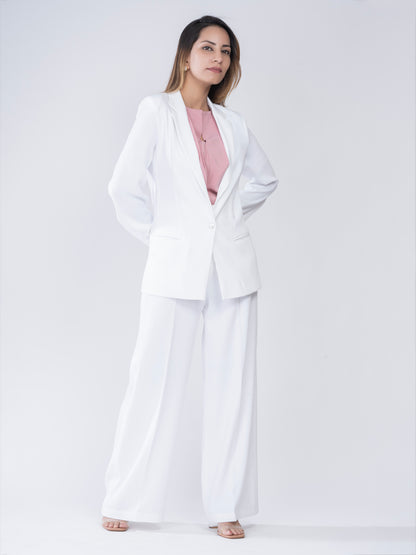 D'Almirah White Single-Breasted All Season Blazer