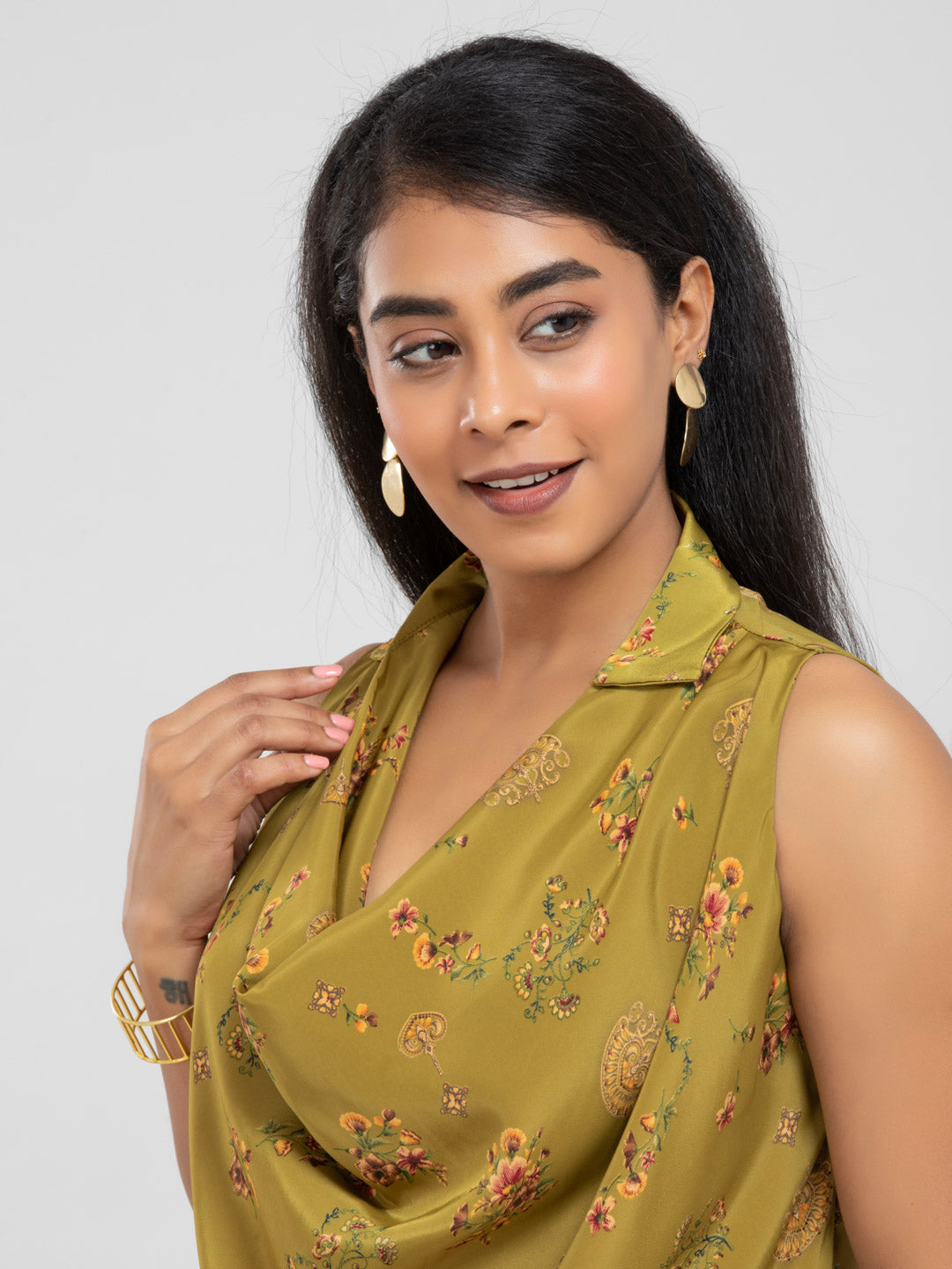 Light Green Cowl neck Top