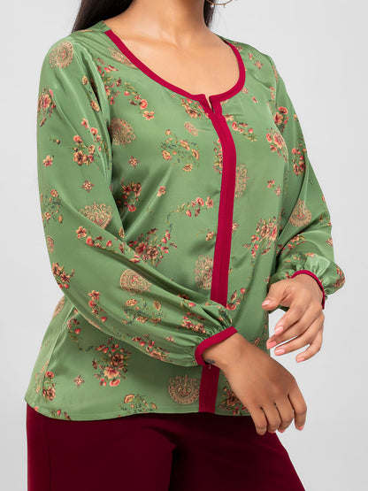 Green Floral Top for women