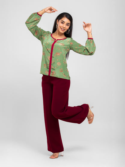 Green Floral Top for women