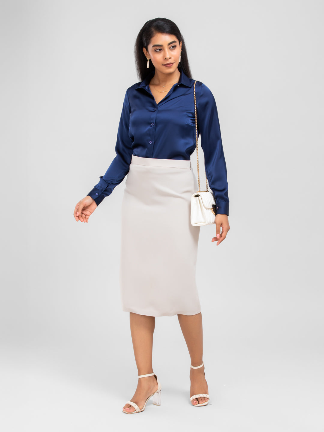 D'Almirah Beige Pencil Skirt