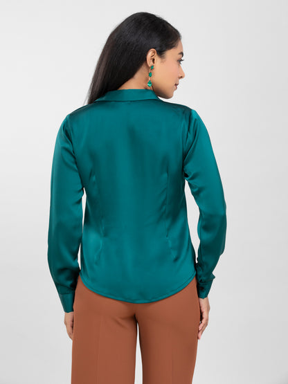 Emerald Green Satin Shirt