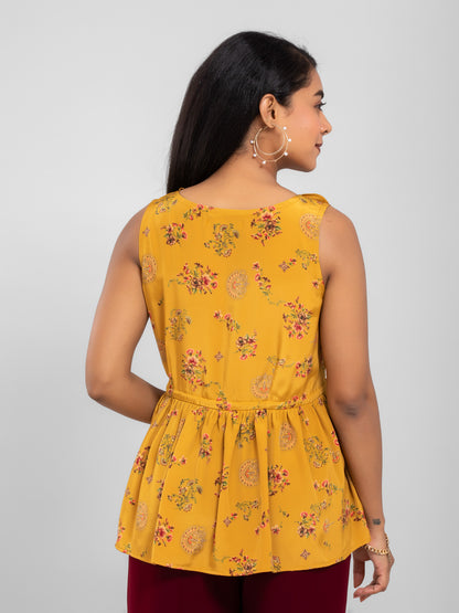 Mustard Yellow Floral Top for women