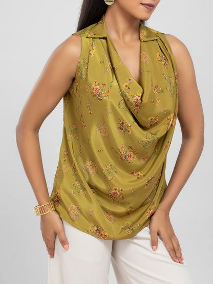 Light Green Cowl neck Top