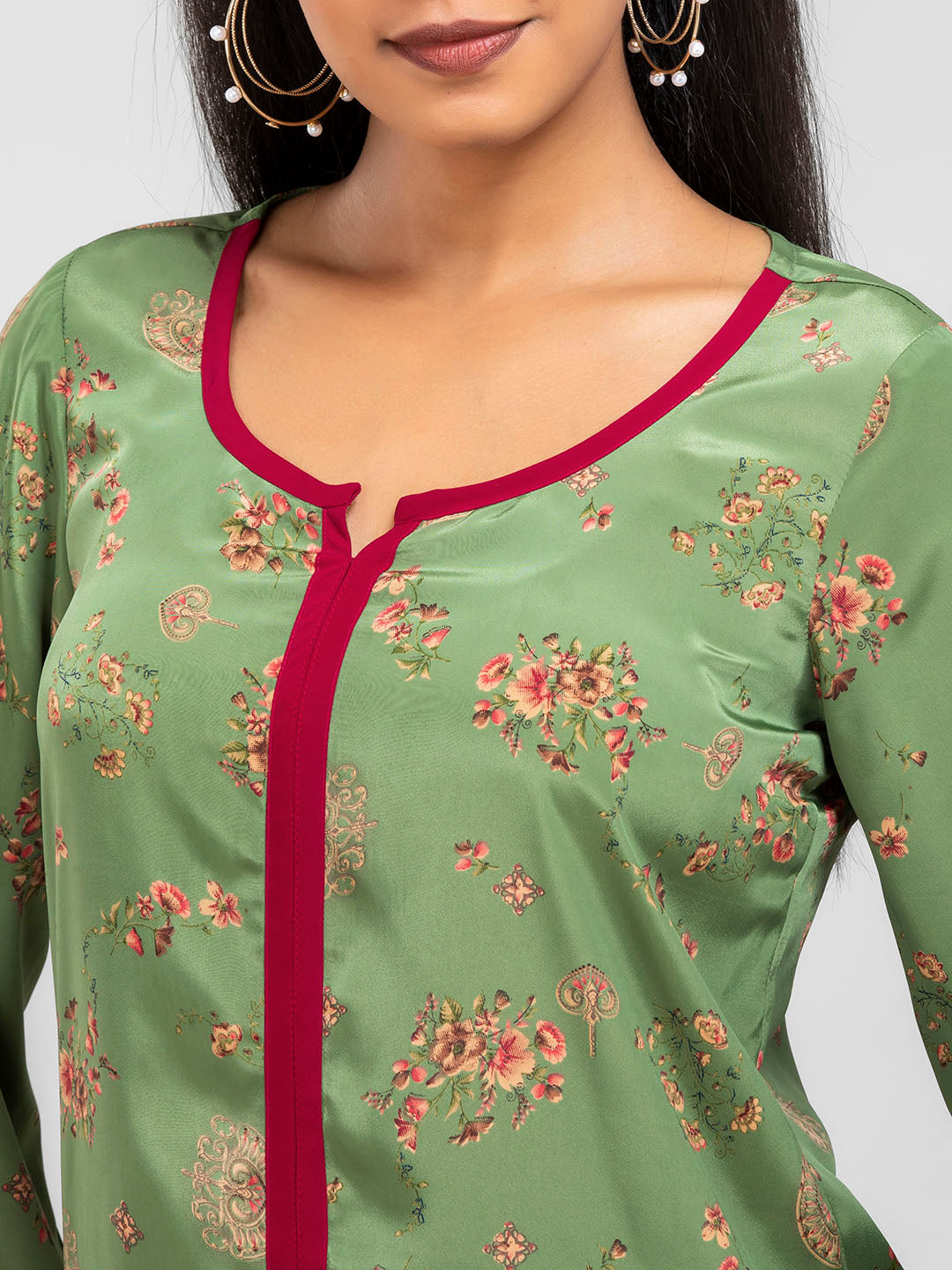 Green Floral Top for women
