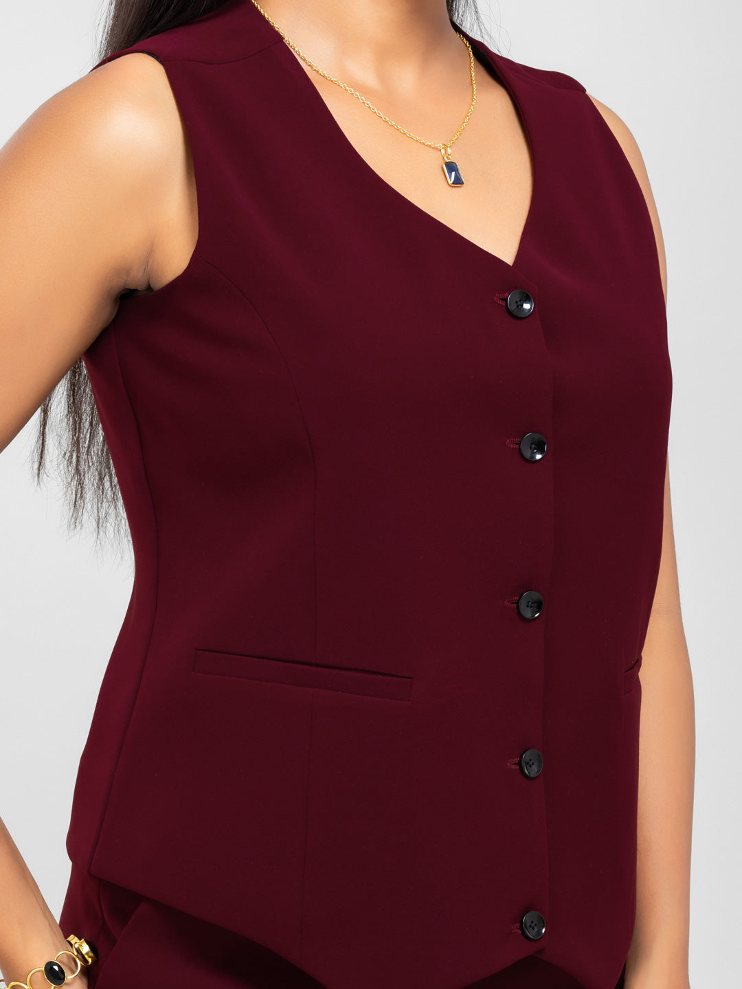 D'Almirah Maroon Waist Coat