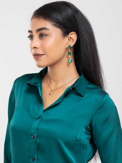 Emerald Green Satin Shirt