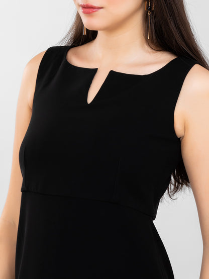 D'Almirah Black Dress with Cut-Out Neck & Back Slit