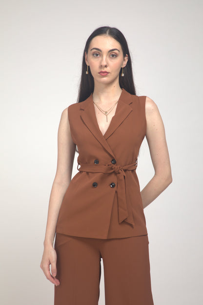 D'Almirah Russet Co-ord Set with Sleeveless Blazer