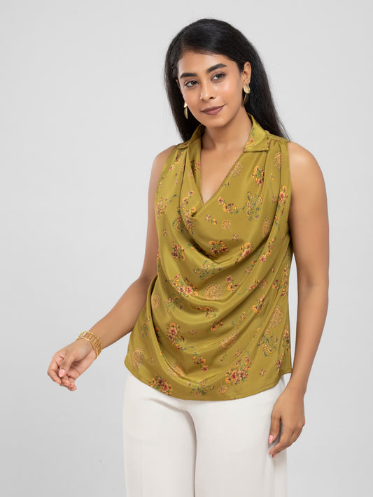 Light Green Cowl neck Top
