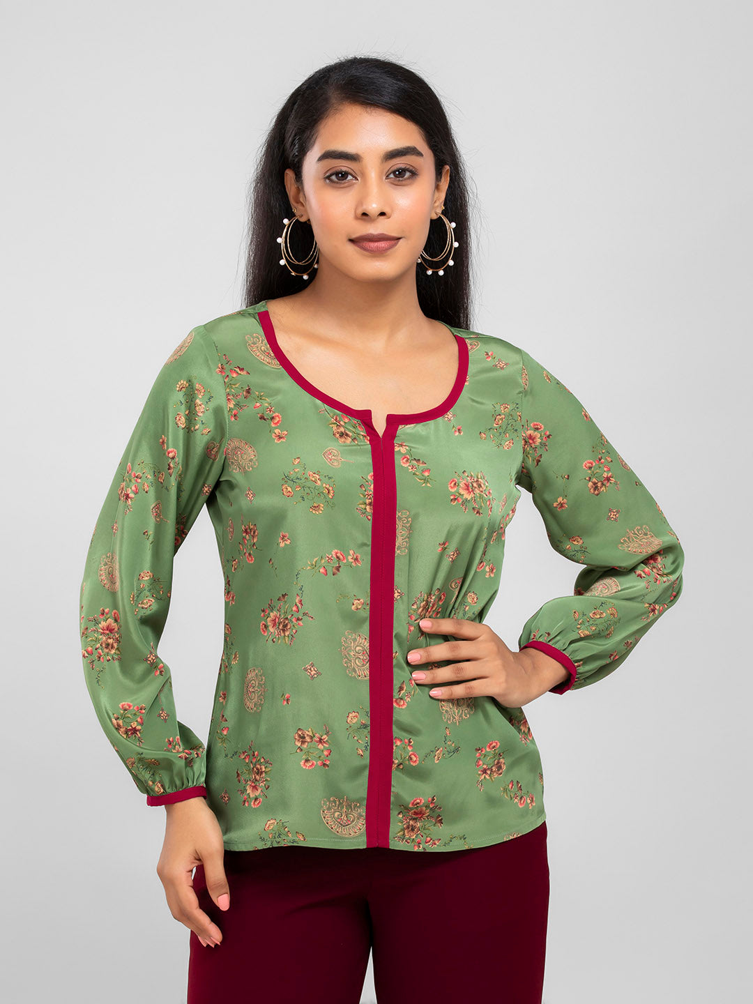 Green Floral Top for women