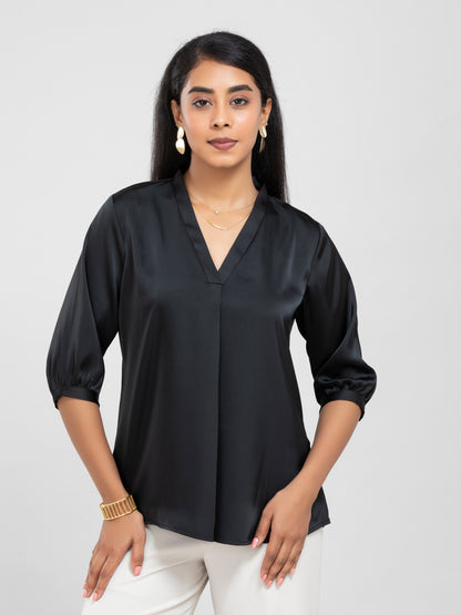Black front pleated Top